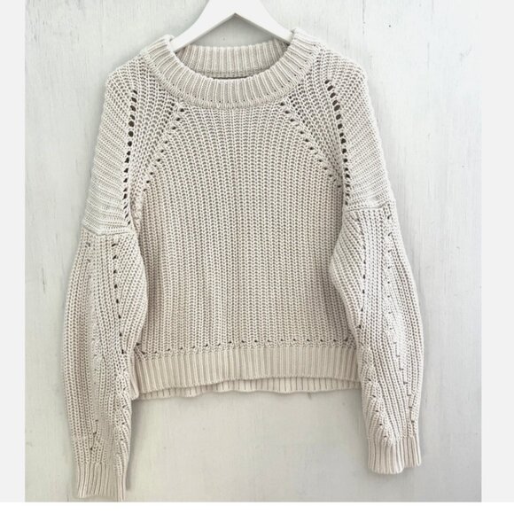 All Saints Sweaters - ALL SAINTS Ivory Cream Chunky Cable Knit Sweater Balloon Sleeve Size L